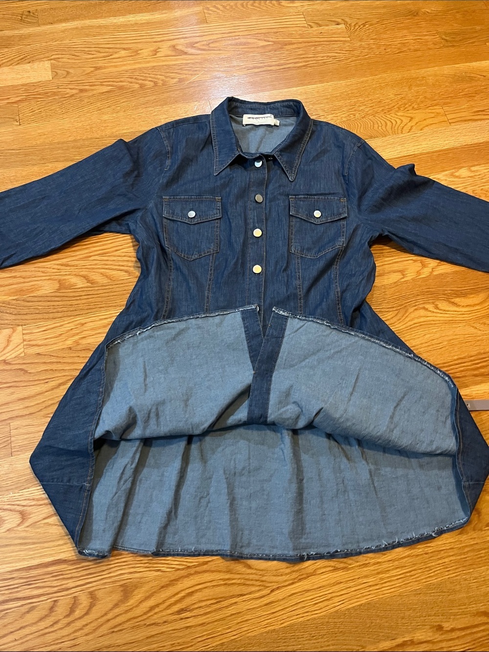 Anthropologie x Exquise Long-Sleeve Waisted Denim Mini Shirt Dress Size XL NWT - Picture 12 of 15